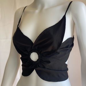 Black flower crop top